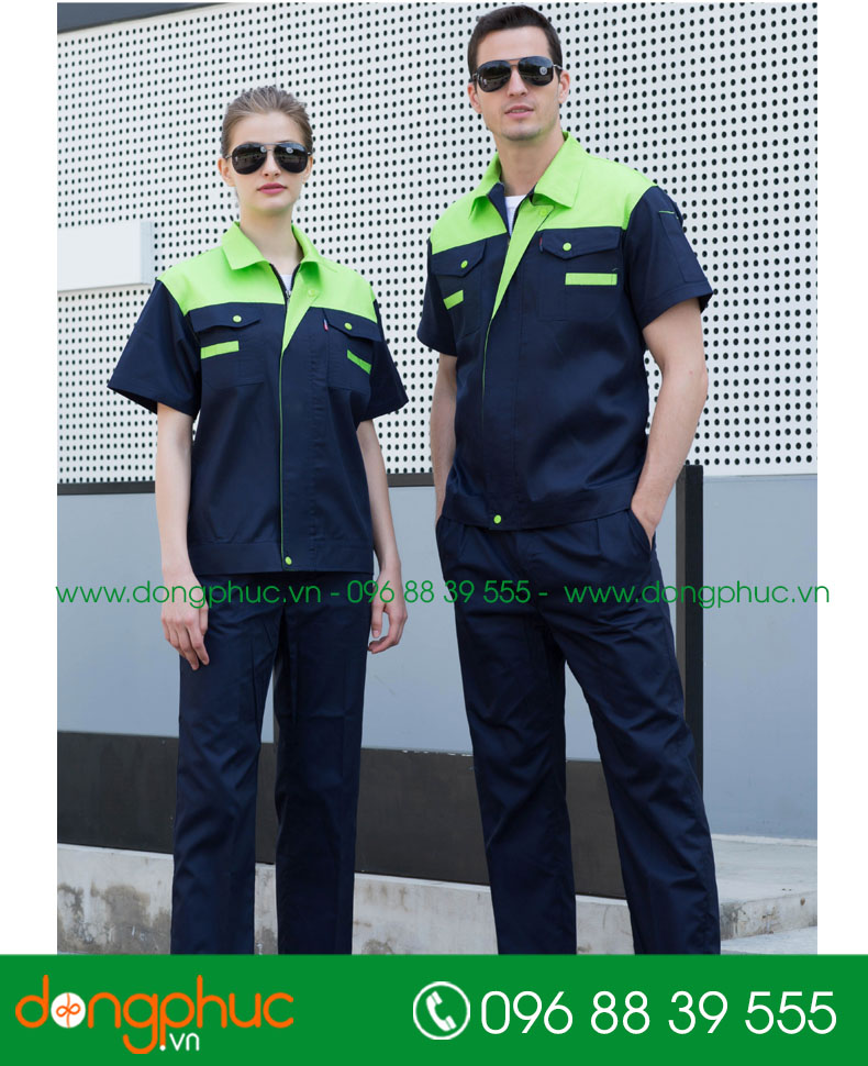 Mẫu bảo hộ màu tím than phối xanh cộc tay